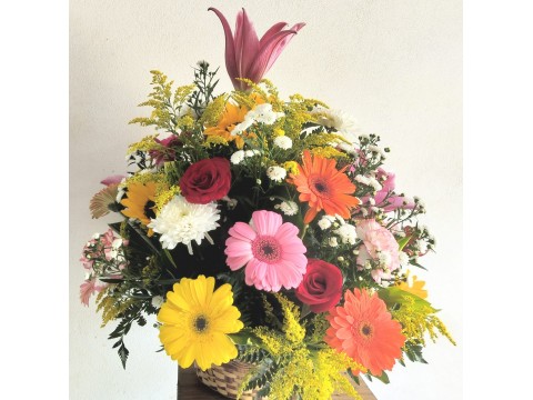  Primaveral Canasta de Flores Variadas 