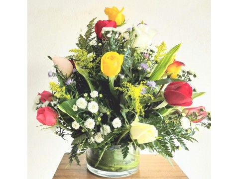 ROSA SURTIDA BASE VIDRIO