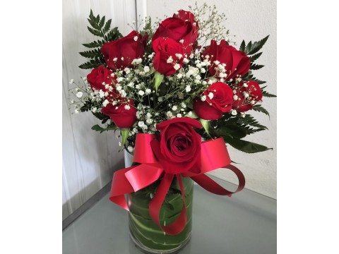 Arreglo Rosas base de vidrio